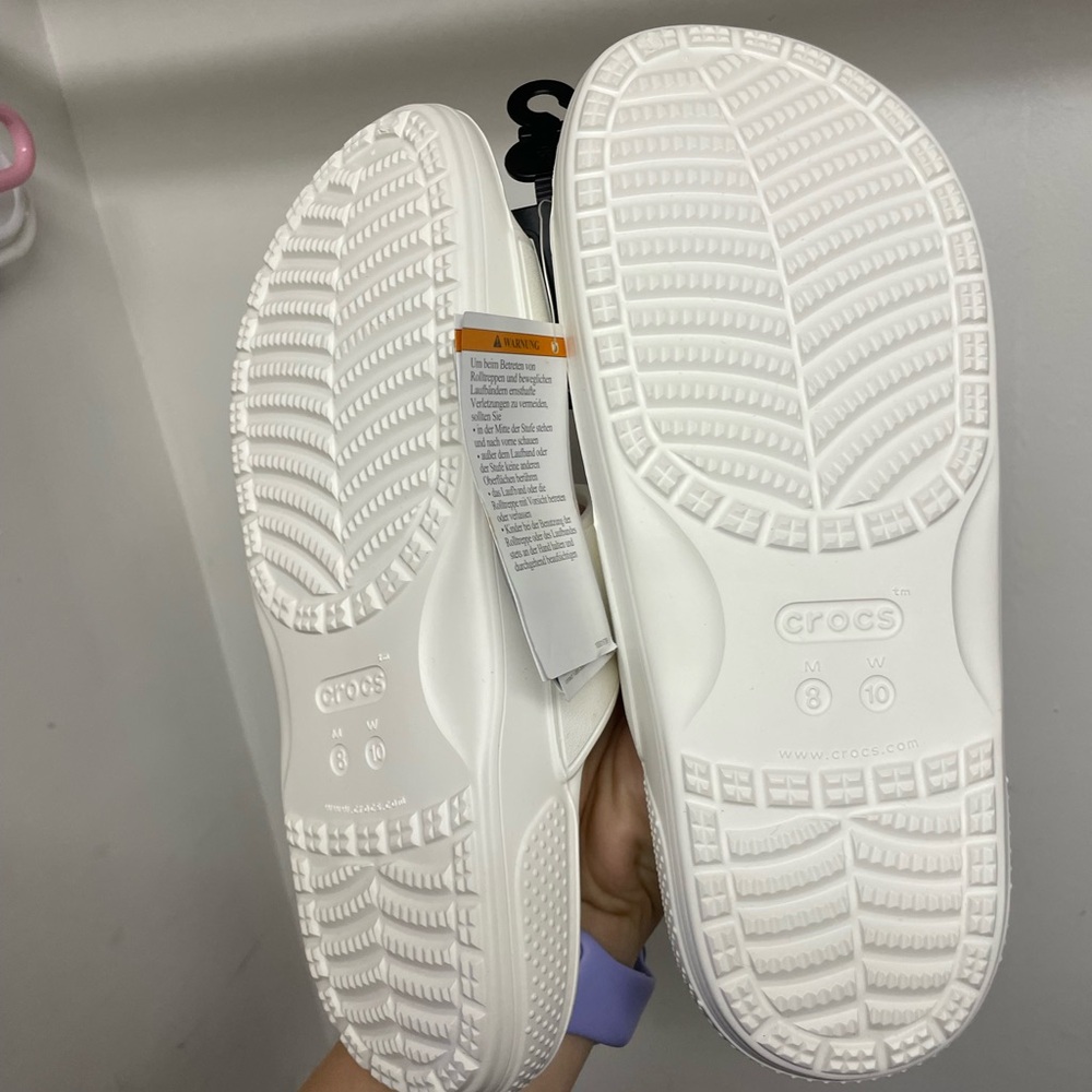 White Double Strap Slides Crocs M8 W10 - image 2
